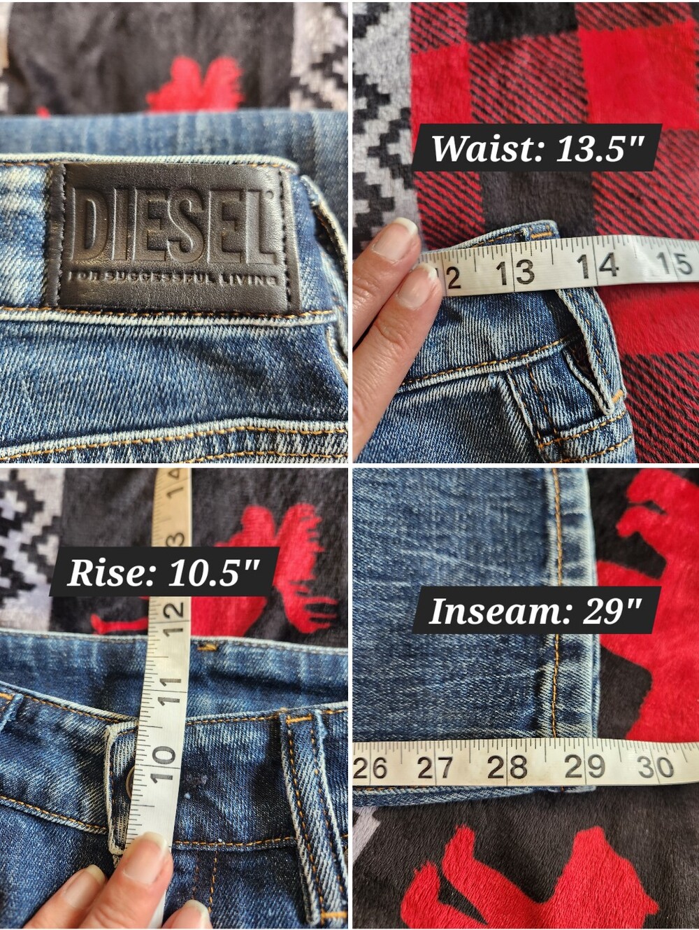 Diesel D-Joy 009VY High Rise Slim Tapered Denim Jeans Blue Wash W26 Like New Y2K - Picture 15 of 15